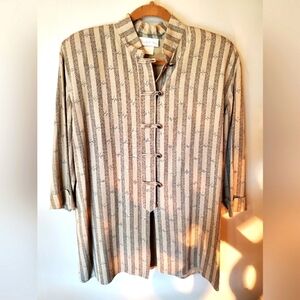 Retro Button Front Striped Blazer